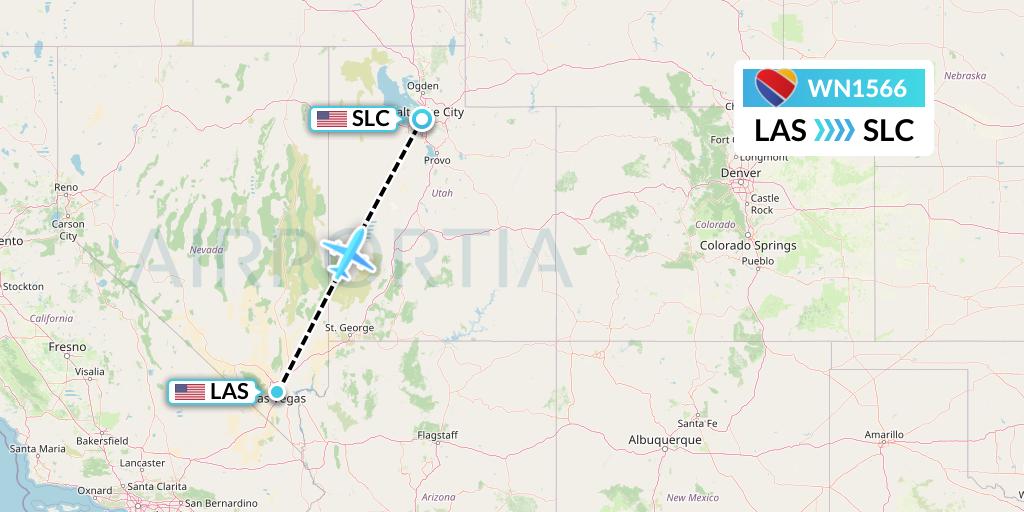 WN1566 Southwest Airlines Flight Map: Las Vegas to Salt Lake City