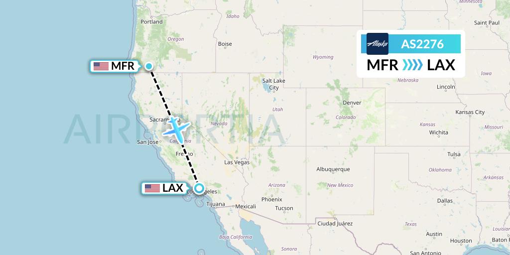 AS2276 Alaska Airlines Flight Map: Medford to Los Angeles