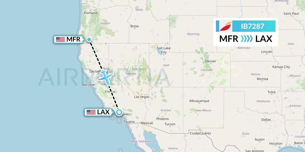 IB7287 Iberia Flight Map: Medford to Los Angeles