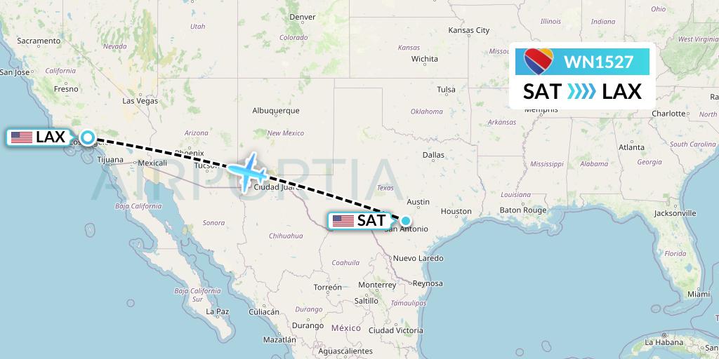 WN1527 Southwest Airlines Flight Map: San Antonio to Los Angeles