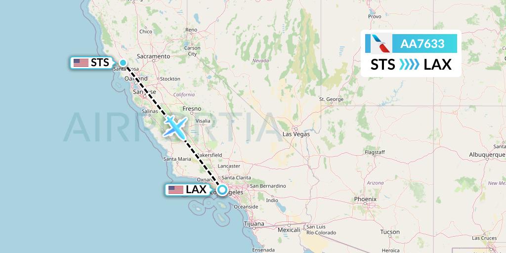 AA7633 American Airlines Flight Map: Santa Rosa to Los Angeles