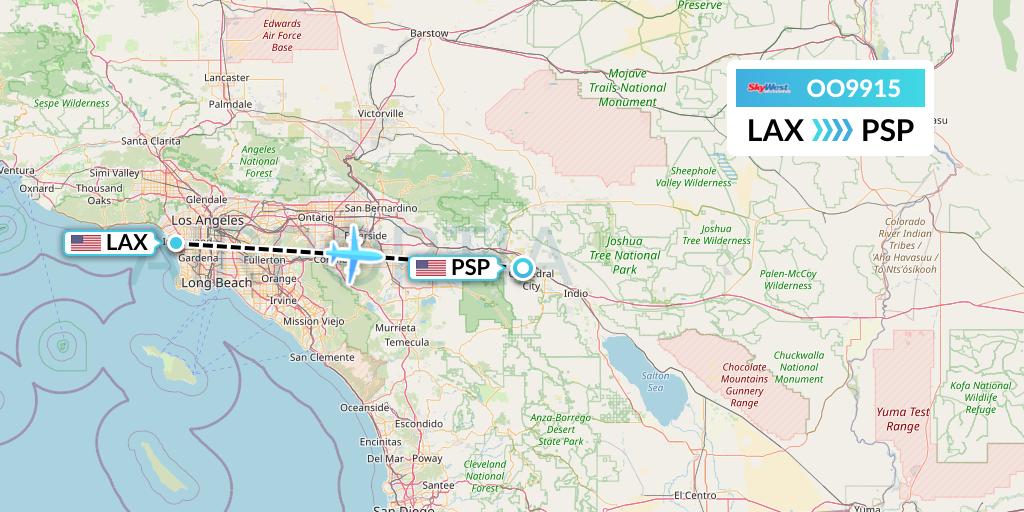 OO9915 SkyWest Airlines Flight Map: Los Angeles to Palm Springs