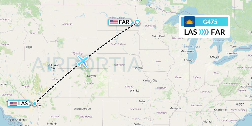 G475 Allegiant Air Flight Map: Las Vegas to Fargo