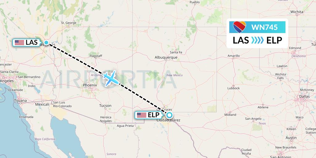 WN745 Southwest Airlines Flight Map: Las Vegas to El Paso