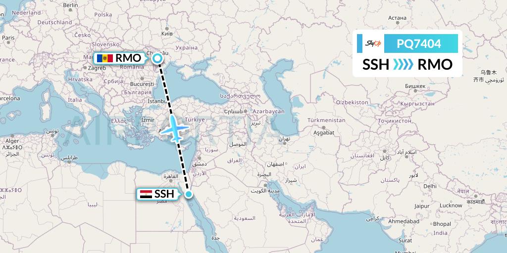 PQ7404 SkyUp Airlines Flight Map: Sharm el-Sheikh to Chisinau
