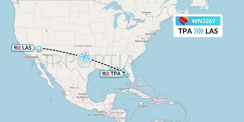 WN3267 Southwest Airlines Flight Map: Tampa to Las Vegas