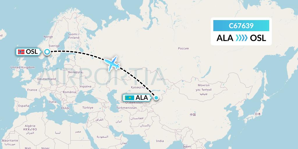C67639 Capitol Air Express Flight Map: Almaty to Oslo