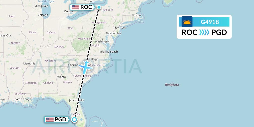 G4918 Allegiant Air Flight Map: Rochester to Punta Gorda