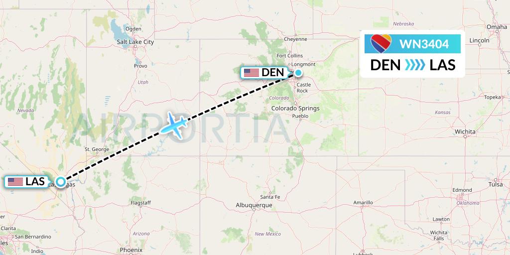 WN3404 Southwest Airlines Flight Map: Denver to Las Vegas