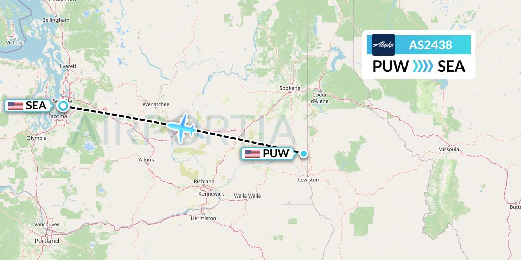 AS2438 Alaska Airlines Flight Map: Pullman to Seattle