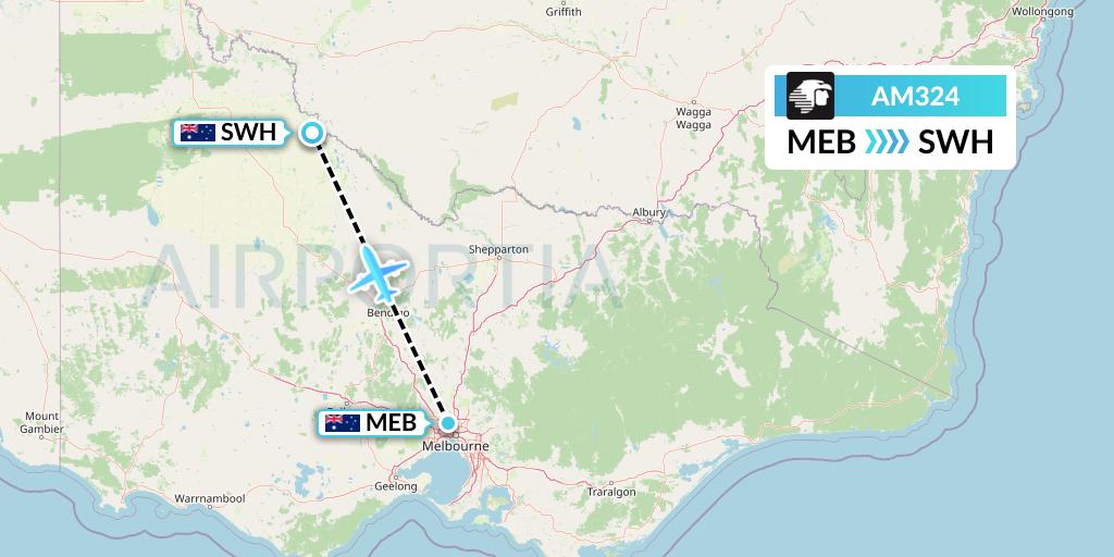 AM324 Aeromexico Flight Map: Essendon to Swan Hill