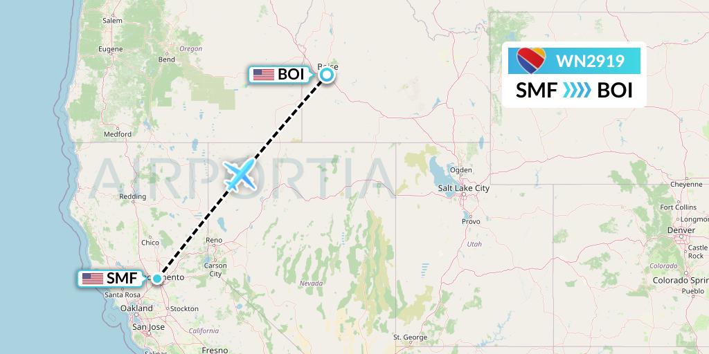 WN2919 Southwest Airlines Flight Map: Sacramento to Boise