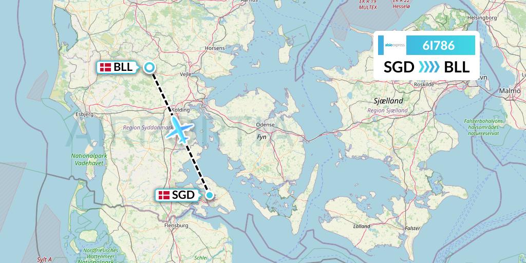 6I786 Air Alsie Flight Map: Sonderborg to Billund