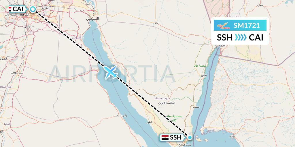 SM1721 Air Cairo Flight Map: Sharm el-Sheikh to Cairo