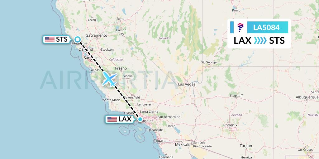 LA5084 LAN Airlines Flight Map: Los Angeles to Santa Rosa