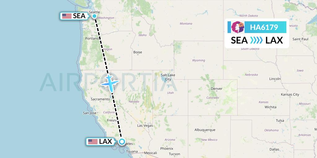 HA6179 Hawaiian Airlines Flight Map: Seattle to Los Angeles