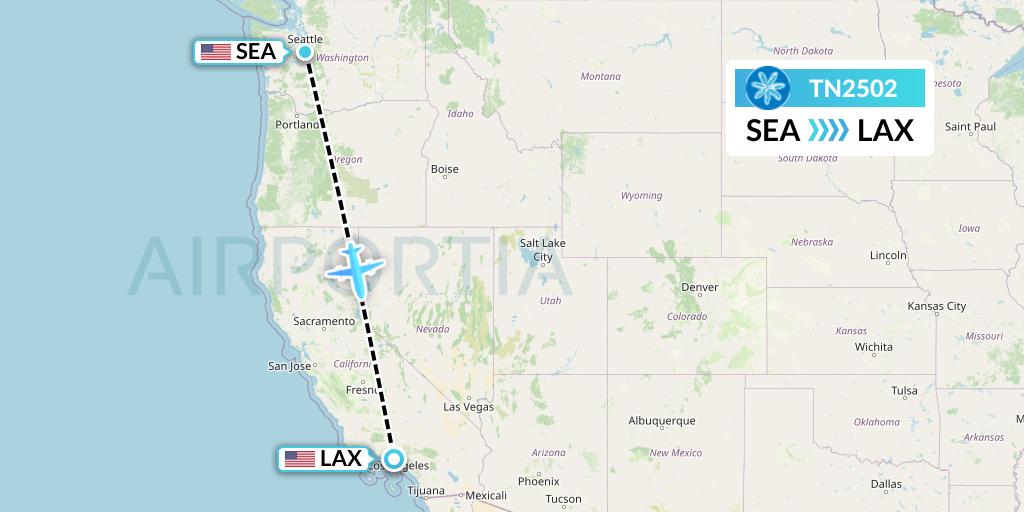 TN2502 Air Tahiti Nui Flight Map: Seattle to Los Angeles