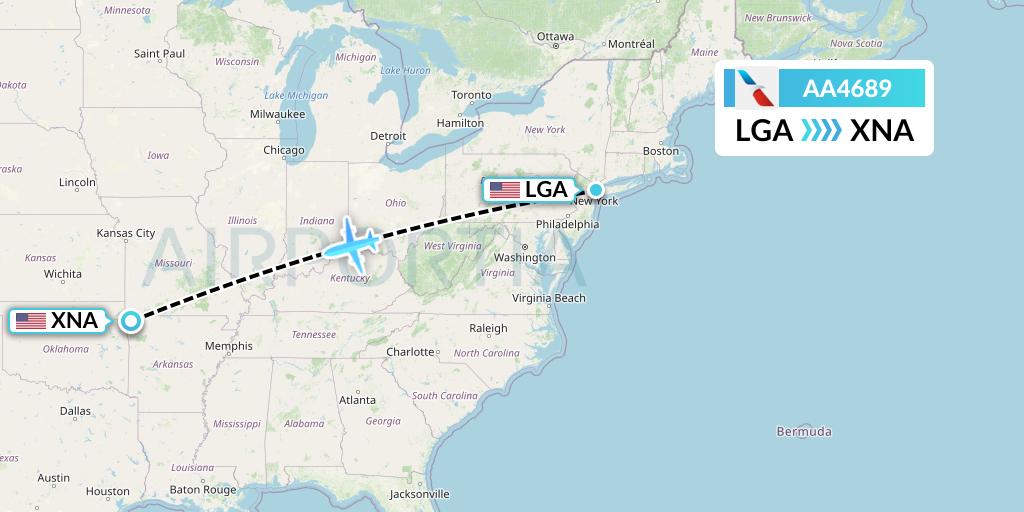 AA4689 American Airlines Flight Map: New York to Bentonville