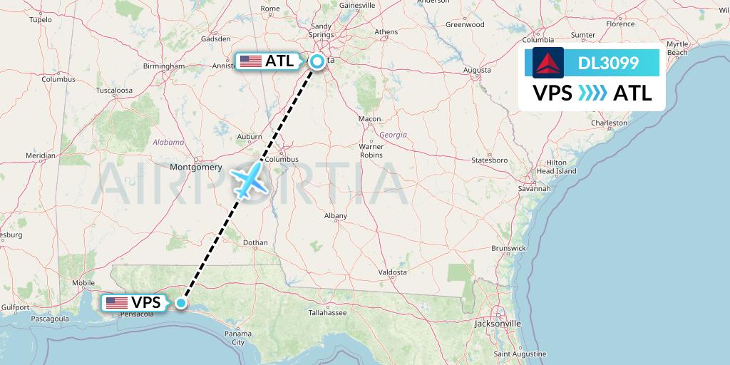 DL3099 Delta Air Lines Flight Map: Valparaiso to Atlanta