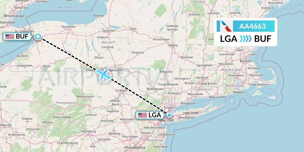 AA4663 American Airlines Flight Map: New York to Buffalo