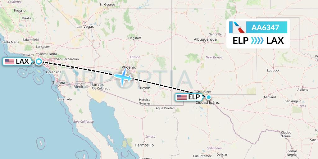 AA6347 American Airlines Flight Map: El Paso to Los Angeles