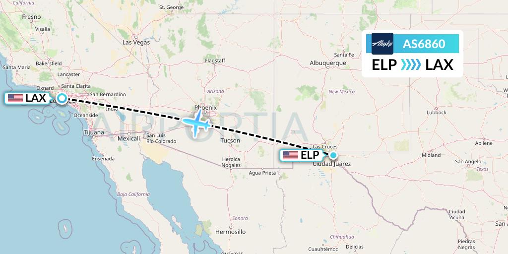 AS6860 Alaska Airlines Flight Map: El Paso to Los Angeles