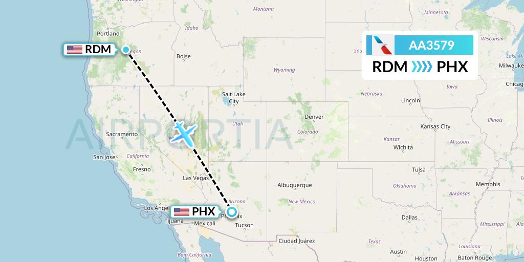 AA3579 American Airlines Flight Map: Redmond to Phoenix
