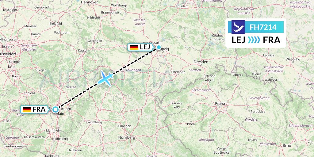 FH7214 Freebird Airlines Flight Map: Leipzig to Frankfurt