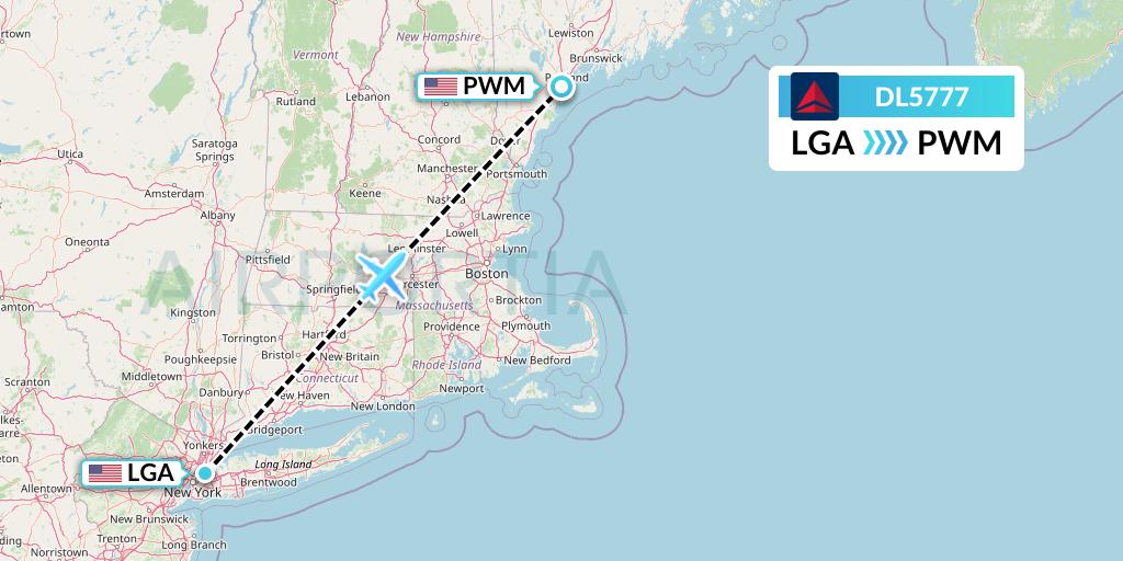 DL5777 Delta Air Lines Flight Map: New York to Portland