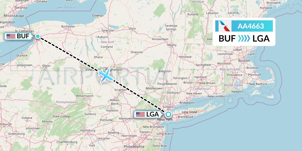 AA4663 American Airlines Flight Map: Buffalo to New York