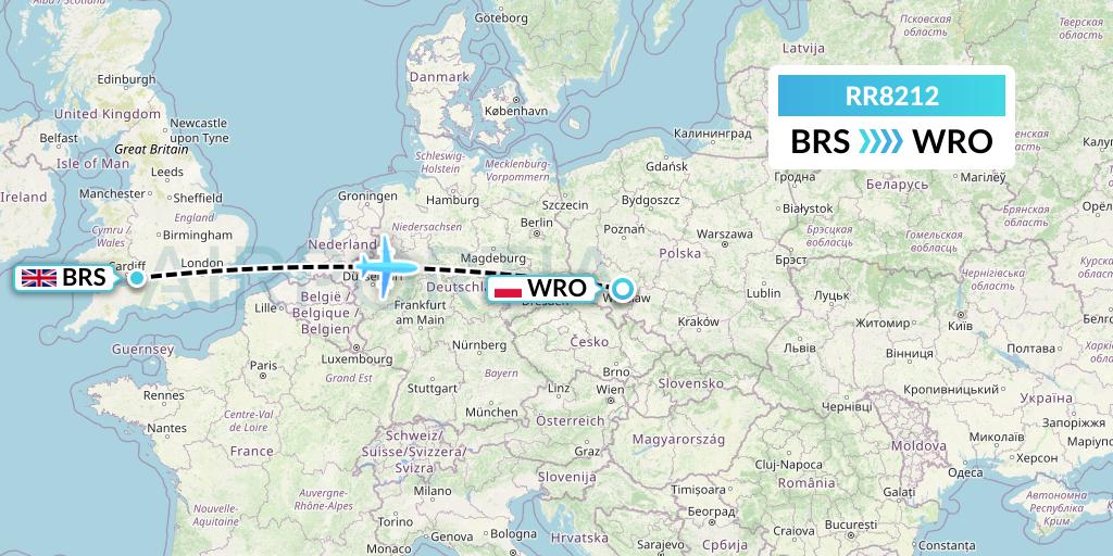 RR8212 Royal Air Force Flight Map: Bristol to Wroclaw