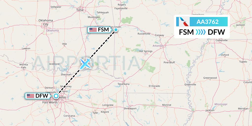 AA3762 American Airlines Flight Map: Fort Smith to Dallas