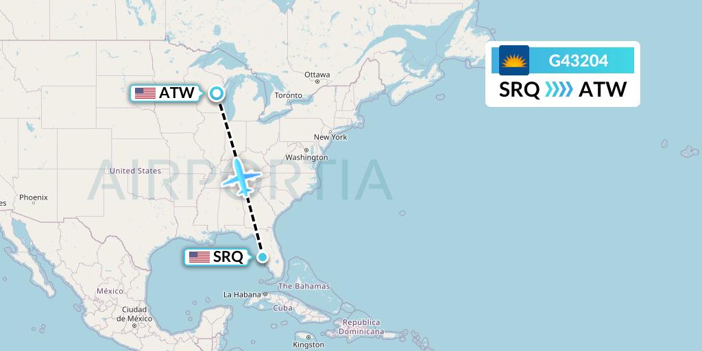 G43204 Allegiant Air Flight Map: Sarasota to Appleton