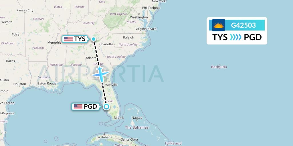 G42503 Allegiant Air Flight Map: Knoxville to Punta Gorda