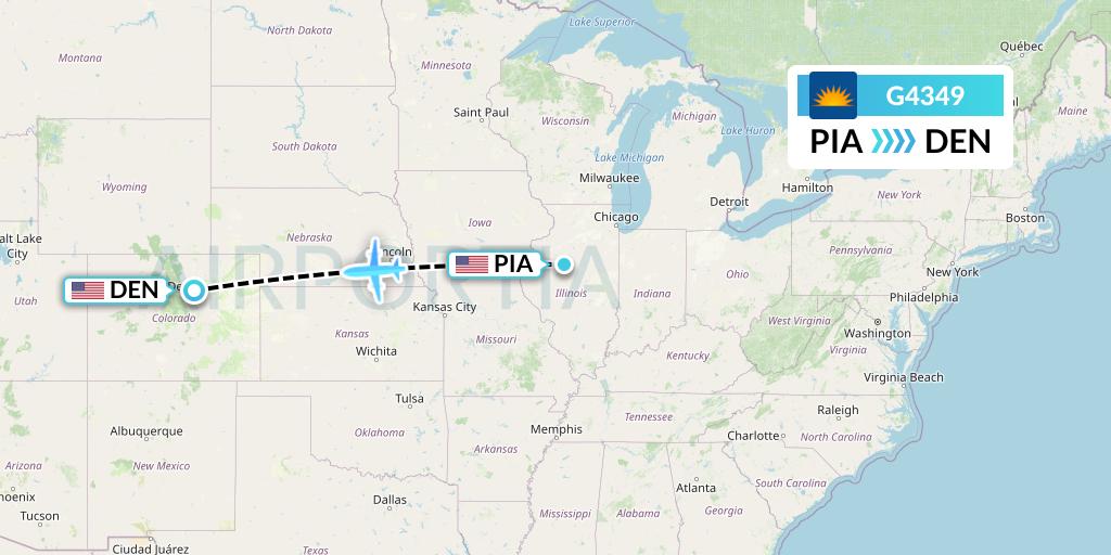 G4349 Allegiant Air Flight Map: Peoria to Denver