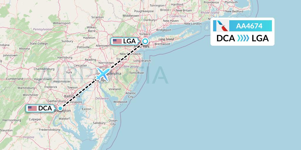AA4674 American Airlines Flight Map: Washington to New York
