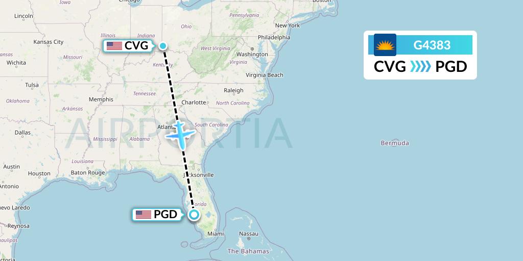 G4383 Allegiant Air Flight Map: Cincinnati to Punta Gorda