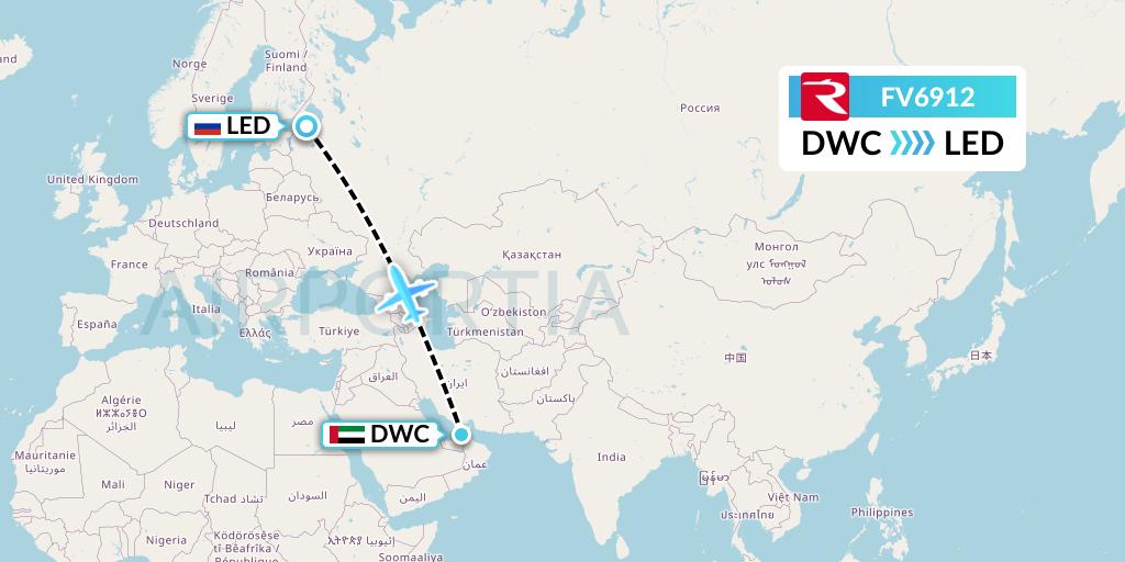 FV6912 Rossiya Flight Map: Dubai to St. Petersburg