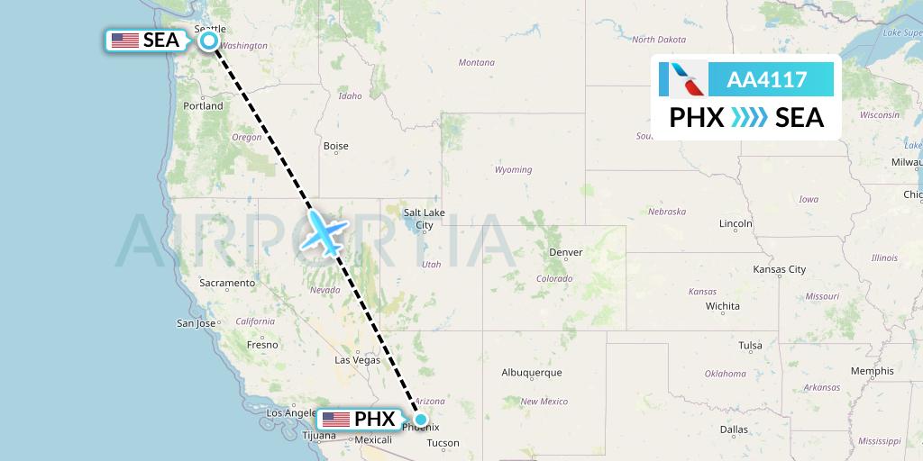 AA4117 American Airlines Flight Map: Phoenix to Seattle
