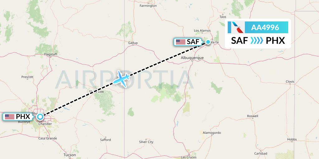 AA4996 American Airlines Flight Map: Santa Fe to Phoenix