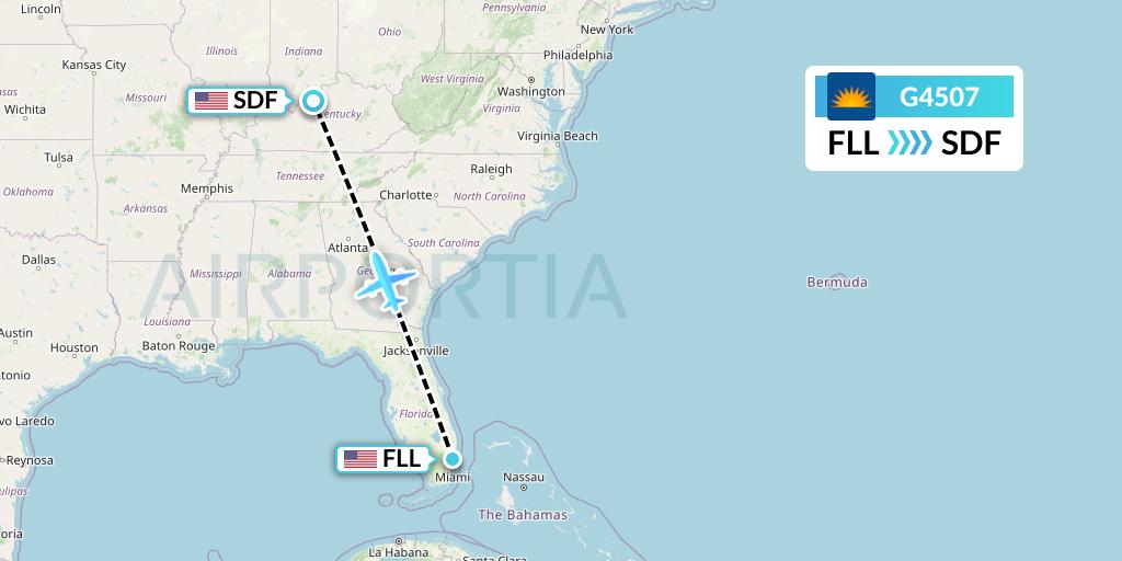 G4507 Allegiant Air Flight Map: Fort Lauderdale to Louisville