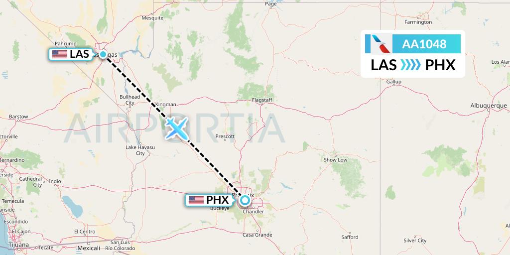 AA1048 American Airlines Flight Map: Las Vegas to Phoenix