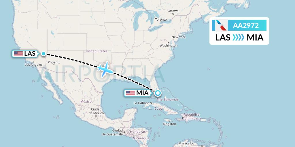 AA2972 American Airlines Flight Map: Las Vegas to Miami