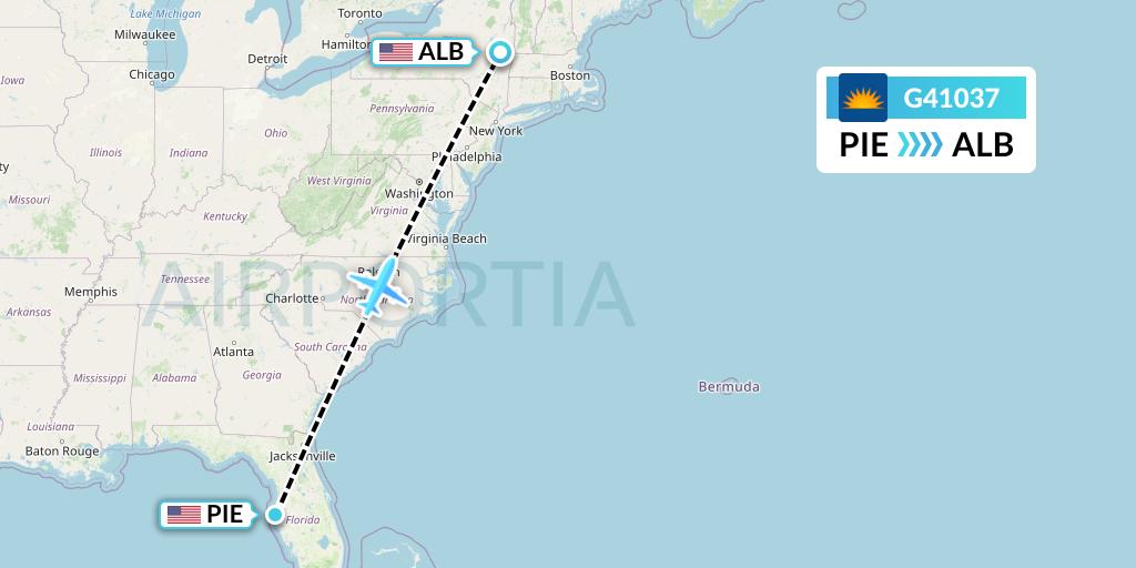 G41037 Allegiant Air Flight Map: St. Petersburg to Albany