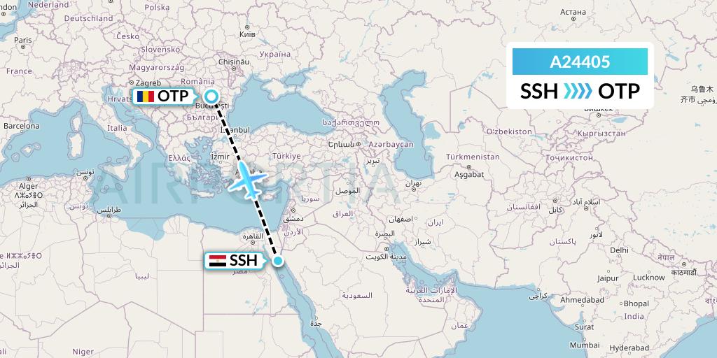 A24405 Anima Wings Aviation Flight Map: Sharm el-Sheikh to Bucharest