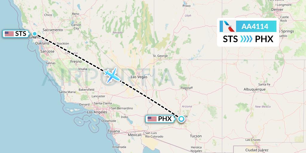 AA4114 American Airlines Flight Map: Santa Rosa to Phoenix