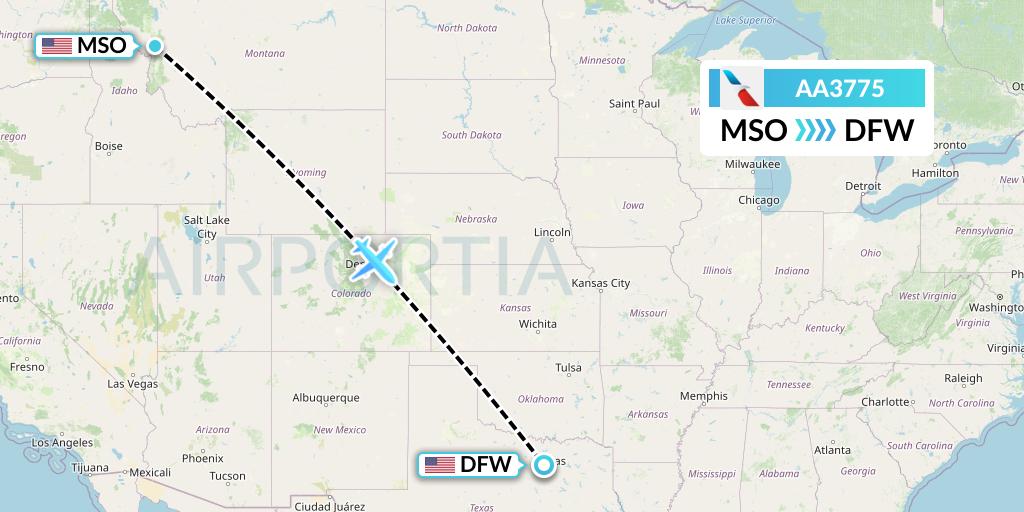 AA3775 American Airlines Flight Map: Missoula to Dallas