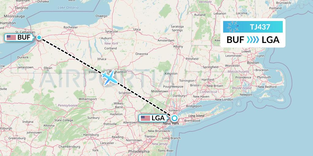 TJ437 Tradewind Aviation Flight Map: Buffalo to New York