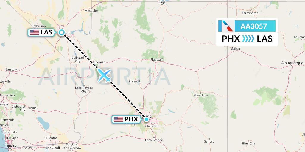 AA3057 American Airlines Flight Map: Phoenix to Las Vegas