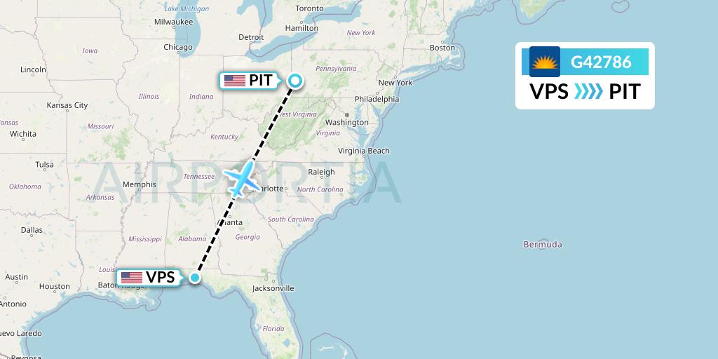 G42786 Allegiant Air Flight Map: Valparaiso to Pittsburgh